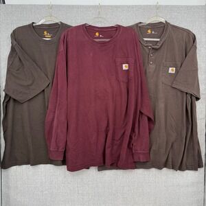 Carhartt Mens 2XL T Shirts Bundle Long Sleeve Short Sleeve Workwear Pocket Lot 3